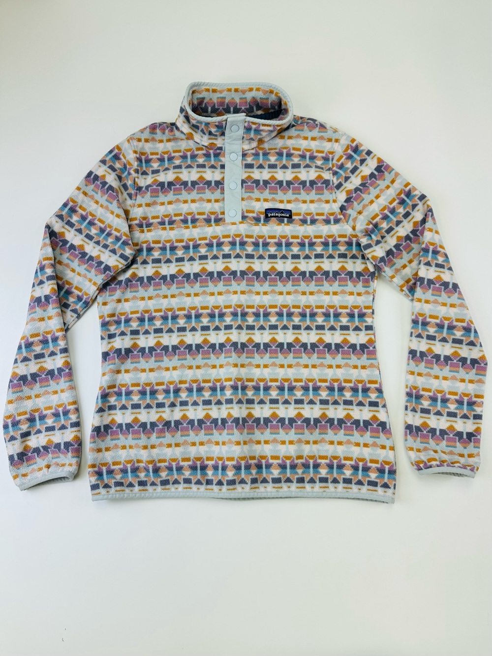 Patagonia Micro D Snap T Pullover Womens Large Geometric Fleece Gorpcore Casual
